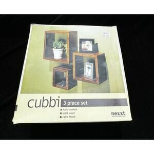 Nexxt Cubbie Floating Wall Shelf Set Light Honey Wood Color NIB Brand New!